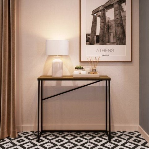 Aparador Industrial MDP Fosco 90cm Preto e Noce Oro Steel Wood Marrom