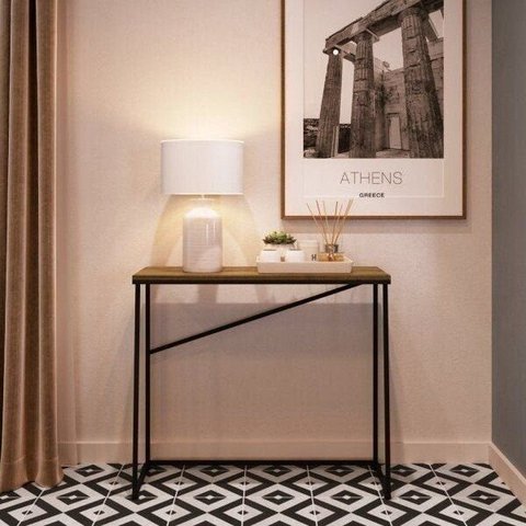 Aparador Escrivaninha Industrial MDP Fosco 90cm Preto e Noce Oro Steel Wood Marrom