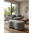 Ver imagem 3 de Puff Orgânico Curvo - 1 Metro Elegância e Conforto Moderno Feijao Moderno Tecido Premium Linho Cinza