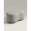 Ver imagem 1 de Puff Orgânico Curvo - 1 Metro Elegância e Conforto Moderno Feijao Moderno Tecido Premium Linho Cinza