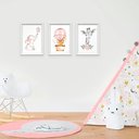Ver imagem 2 de Kit 3 Quadros Decorativos Meu Rodapé Bichos com Flor e Balão 24x34