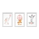 Ver imagem 1 de Kit 3 Quadros Decorativos Meu Rodapé Bichos com Flor e Balão 24x34