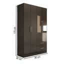 Ver imagem 4 de Guarda-roupa Solteiro Vittorio 4 Portas 2 Gavetas com Espelho Preto - Panorama Móveis
