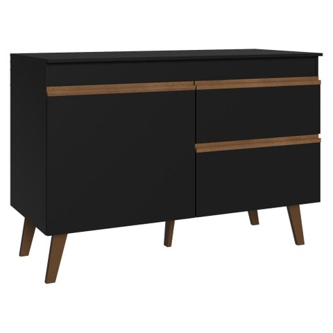 Balcão de Cozinha com 2 Portas e 1 Gaveta 120 cm Preto Pieta Madesa