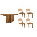 Ver imagem 1 de Conjunto: Mesa de Cozinha Berlim Curvo 120cm + 4 Cadeiras Havana Naturale - Corano Capuccino -