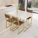 Ver imagem 1 de Conjunto Mesa de Jantar Retangular Branca 4 Cadeiras Imbuia Riviera Industrial Dourado Don Castro de
