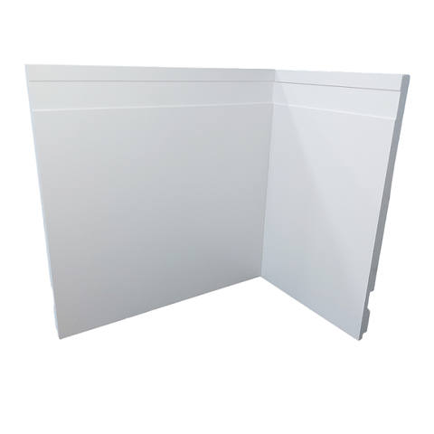 Kit 10 Barras de Rodapé de Poliestireno 20cm Frisado Branco (20x1x240cm)