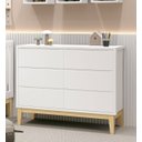 Ver imagem 2 de Cômoda 6 Gavetas Classic New Branco Fosco com Natural - MoveisAqui