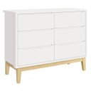 Ver imagem 1 de Cômoda 6 Gavetas Classic New Branco Fosco com Natural - MoveisAqui