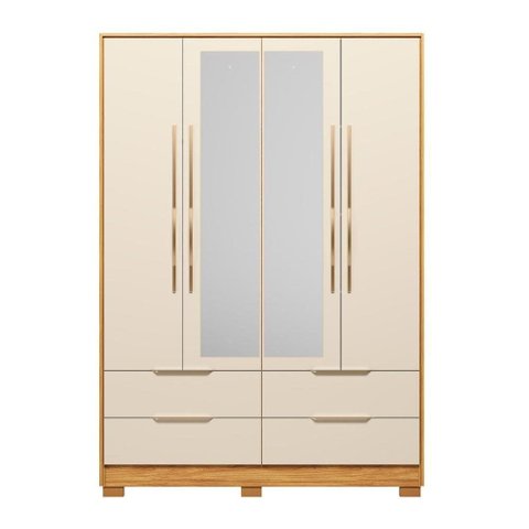 Guarda Roupa 4 Portas Domo c/Espelho Demobile Cinamomo Off White