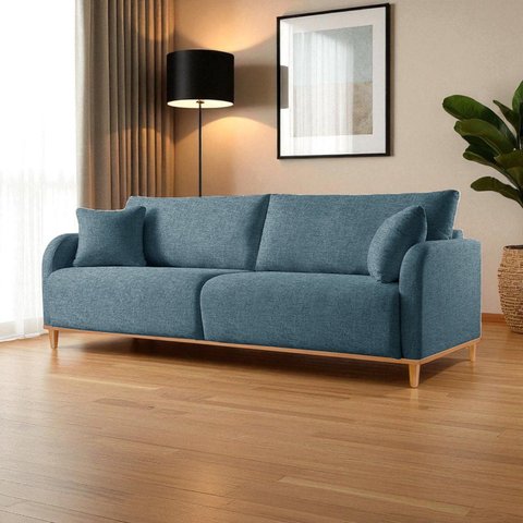 Sofá Fixo 4 Lugares Luxo 2,40m Camila Azul