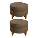 Ver imagem 1 de Kit 2 Puffs Estilo Pés de Madeira Maciça Suede Marrom