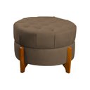 Ver imagem 3 de Kit 2 Puffs Estilo Pés de Madeira Maciça Suede Marrom