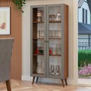 Ver imagem 1 de Cristaleira 70 Cm 2 Portas de Vidro com Pés Cônicos Rustic-cinza-rustic Vik Madesa