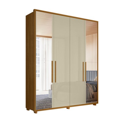 Guarda Roupas 100% Mdf 2 Espelhos 4 Portas 187cm Greco 182 Espazzo Madetec