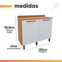 Ver imagem 4 de Balcão Gabinete de Cozinha 2 Portas com Tampo 1,20m Grécia Madeirado/off White