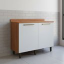 Ver imagem 3 de Balcão Gabinete de Cozinha 2 Portas com Tampo 1,20m Grécia Madeirado/off White