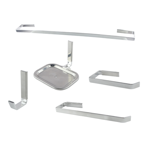 Kit de Acessórios para Banheiro Quadrado 5 Peças (com Saboneteira) Cód. 7290