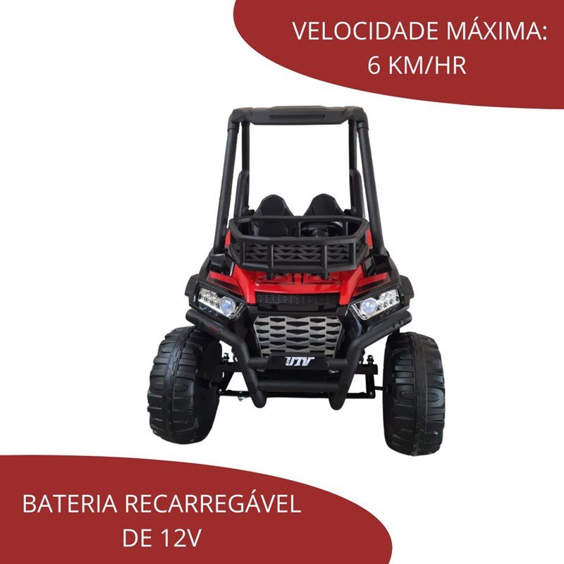 Mini Quadriciclo Elétrico Importway Bw186Vm Vermelho para Até 2 Crianças - 3
