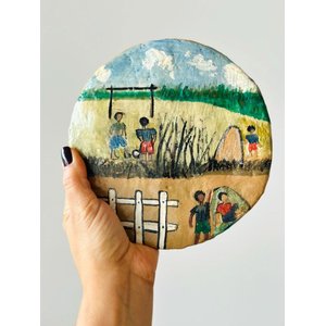 Prato de Parede em Barro. Artesanal. Pintado a mão. Pendurar