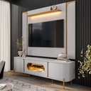 Ver imagem 1 de Painel para Tv 75 Pol com Led 180cm Maresca B02 Off White Cinamomo - Lyam Decor