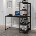 Ver imagem 1 de Escrivaninha Mesa Escritório com Estante Home Office Fit 130cm Industrial Yescasa Preto