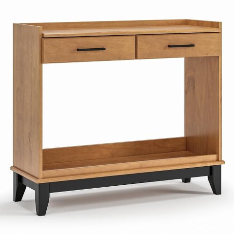 Aparador Sala 90cm 2 Gavetas Storage Carvalho/Preto Z25 - Mpozenato