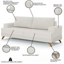 Ver imagem 3 de Sofá 160cm 2 Lugares Pés Curvos Santi Linho D05 Cru - Mpozenato