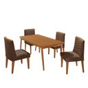 Ver imagem 2 de Mesa de Jantar Copper 120cm Tampo MDF com 4 Cadeiras Eloise Veludo Marrom/Naturalle/Naturalle