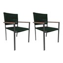 Ver imagem 1 de Kit 2 Cadeiras Piracicaba Corda Náutica Braço com Detalhe em Madeira Base Alumínio Preto/verde Musgo