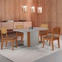 Ver imagem 1 de Mesa de Jantar Isadora 120cm Tampo Mdf Vidro com 4 Cadeiras Tork /off /naturale /serig Off