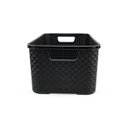 Ver imagem 4 de Kit 2 Caixas Organizadoras Rattan de Plástico Resistente Médio Cesto Com Tampa Capacidade 8 Litros C