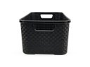 Ver imagem 4 de Kit 2 Caixas Organizadoras Rattan de Plástico Resistente Médio Cesto Com Tampa Capacidade 8 Litros C