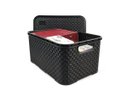 Ver imagem 3 de Kit 2 Caixas Organizadoras Rattan de Plástico Resistente Médio Cesto Com Tampa Capacidade 8 Litros C
