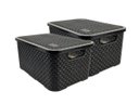 Ver imagem 1 de Kit 2 Caixas Organizadoras Rattan de Plástico Resistente Médio Cesto Com Tampa Capacidade 8 Litros C