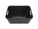 Ver imagem 5 de Kit 2 Caixas Organizadoras Rattan de Plástico Resistente Médio Cesto Com Tampa Capacidade 8 Litros C