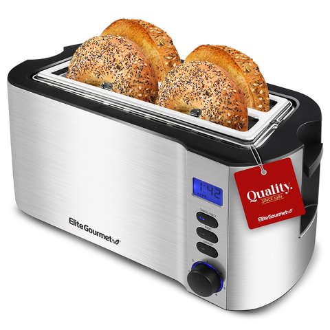 Elite Gourmet Torradeira 4 Fatias com Timer e Função Descongelar (inox)