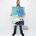 Ver imagem 2 de Quadro Decorativo em Canvas Abstrato Blue - Moldura Branca - 90 x 60cm