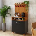 Ver imagem 1 de Aparador Balcão Buffet Star 2 Portas Yescasa Preto/Amadeirado/Marrom