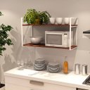 Ver imagem 1 de Prateleira Industrial Parede ou Suspensa Branca Aço e Madeira 50x40x80cm - Imbuia