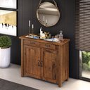 Ver imagem 2 de Balcão 2 Portas 1 Gaveta 100cm W01 Tampo com Cerâmica Madeira Maciça Imbuia Clique Chique Rústico