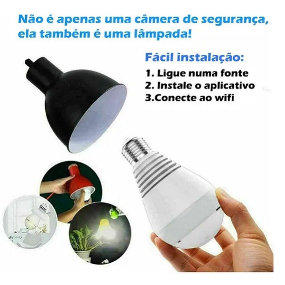 Lâmpada Inteligente Câmera Ip Wifi Panorâmica - 11