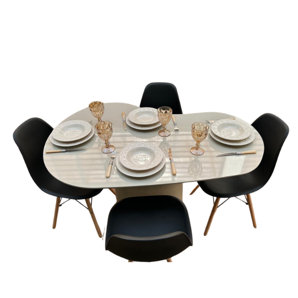 Mesa de Jantar Cone Orgânica Lui 140x90cm Offwhite