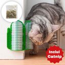 Ver imagem 2 de Coçadinha para Gatos Escova Tira Pelos Massageadora Canto de Parede:verde