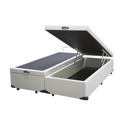 Base Box Baú Casal Bipartido Acolchoes Sintético Branco 41x138x188 - 1