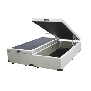 Base Box Baú Casal Bipartido Acolchoes Sintético Branco 41x138x188