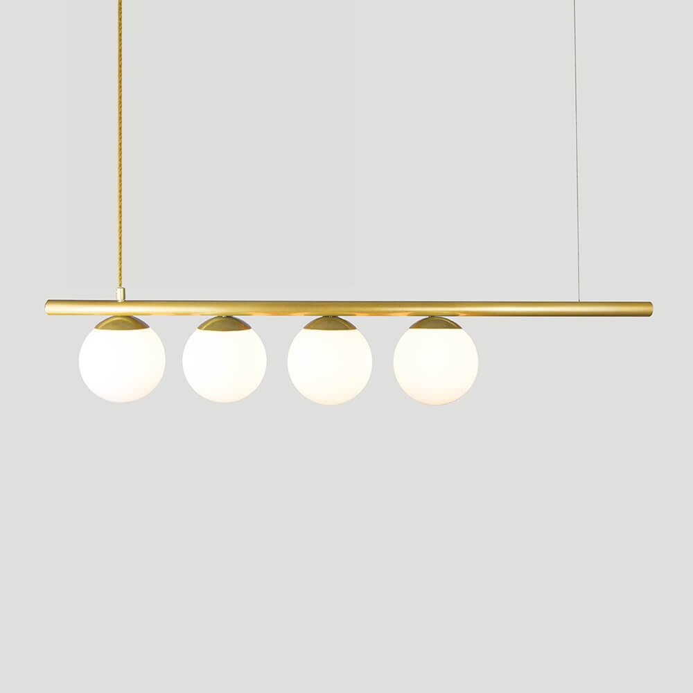 Lustre Pendente Figo Ouro - 4 Globos Esfera de Vidro Branco - 2