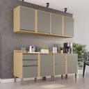 Ver imagem 1 de Cozinha Compacta Modulada 4 Peças 8 Portas 4 Gavetas Pérola Cinza/Jequitibá/Granizo