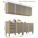Ver imagem 3 de Cozinha Compacta Modulada 4 Peças 8 Portas 4 Gavetas Pérola Cinza/Jequitibá/Granizo