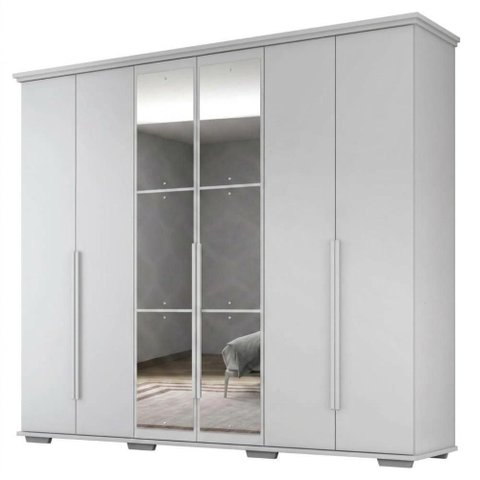 Guarda Roupa Casal 6 Portas com Espelho Rest 273 cm Branco Absoluto Zanz